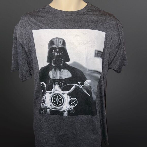 Star Wars Men T-Shirt Gray Darth Vader Motorcycle Graphic Tee Size XL #125 - Picture 1 of 3